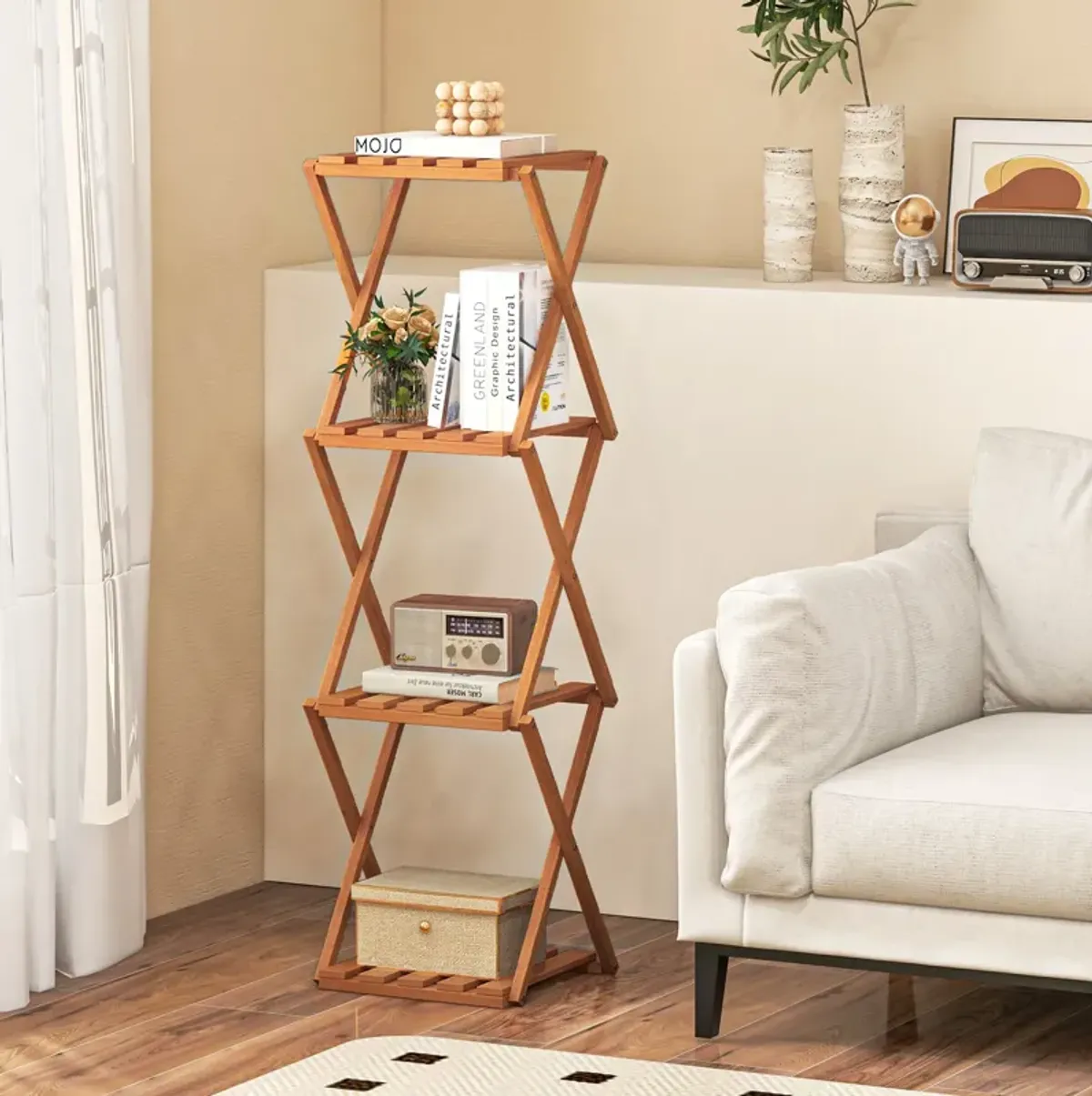 4-Tier Folding Plant Rack and Free Standing Shoe Rack