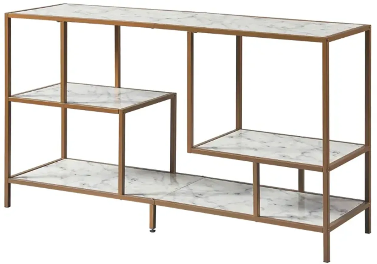 Teamson Home - Marmo TV Stand With Faux Marble top, Brass Finish