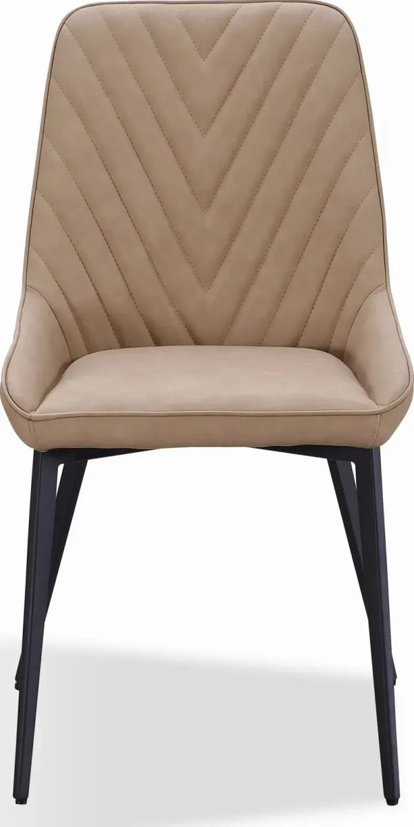 Lucia Metal Leg Upholstered Dining Chair in Honey Synthetic Leather - Set of 2