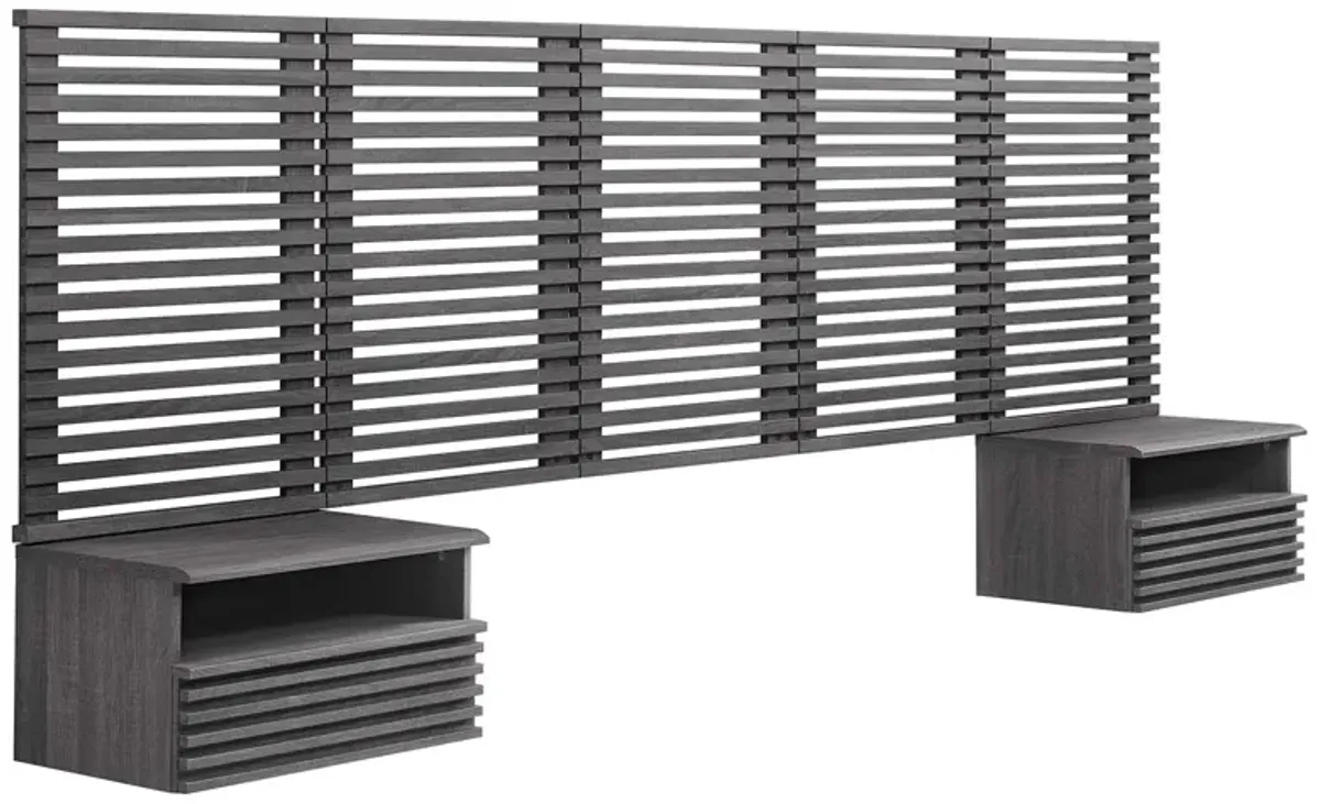 Modway - Render Wall Mount Queen Headboard and Modern Nightstands