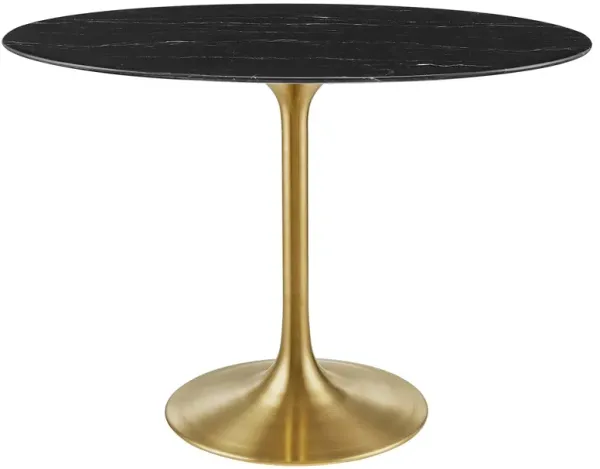 Modway - Lippa 42" Oval Artificial Marble Dining Table Gold Black