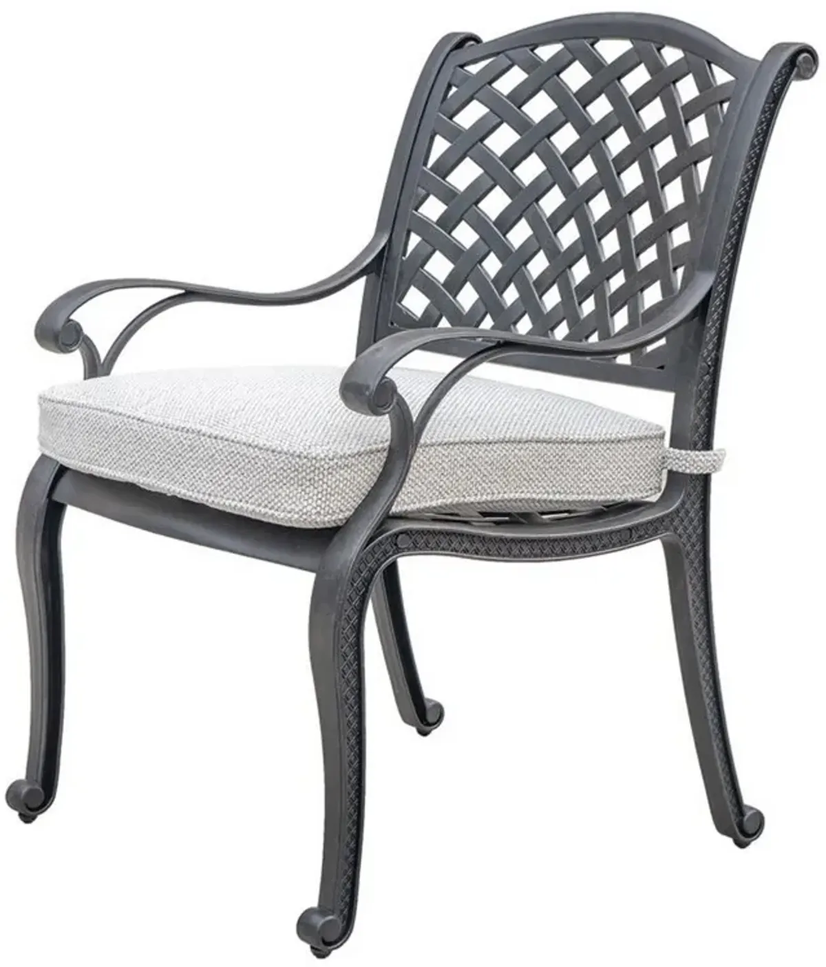 Zoe Outdoor Dining Chair, 27 Inch, Lattice Back, Black Aluminium, Taupe