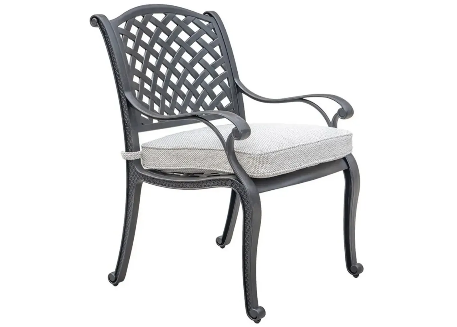 Zoe Outdoor Dining Chair, 27 Inch, Lattice Back, Black Aluminium, Taupe