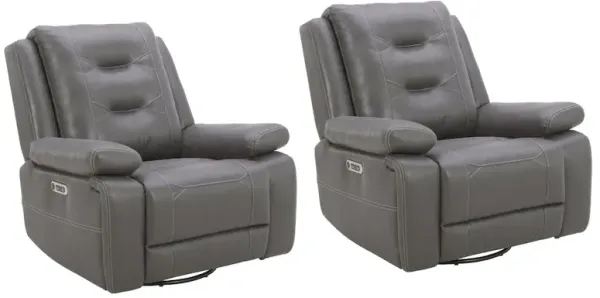 Parker Living Caldwell - Tahoe Charcoal Power Swivel Glider Recliner Two Pack