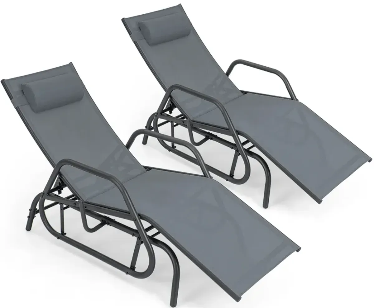 Outdoor Chaise Lounge Glider Chair with Armrests and Pillow