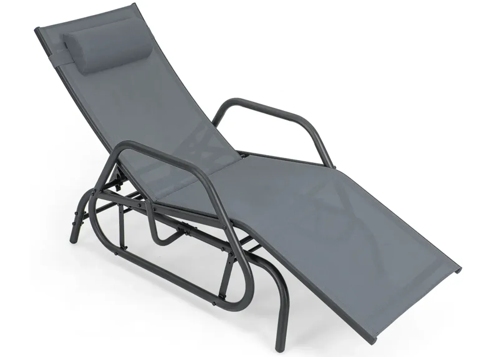 Outdoor Chaise Lounge Glider Chair with Armrests and Pillow