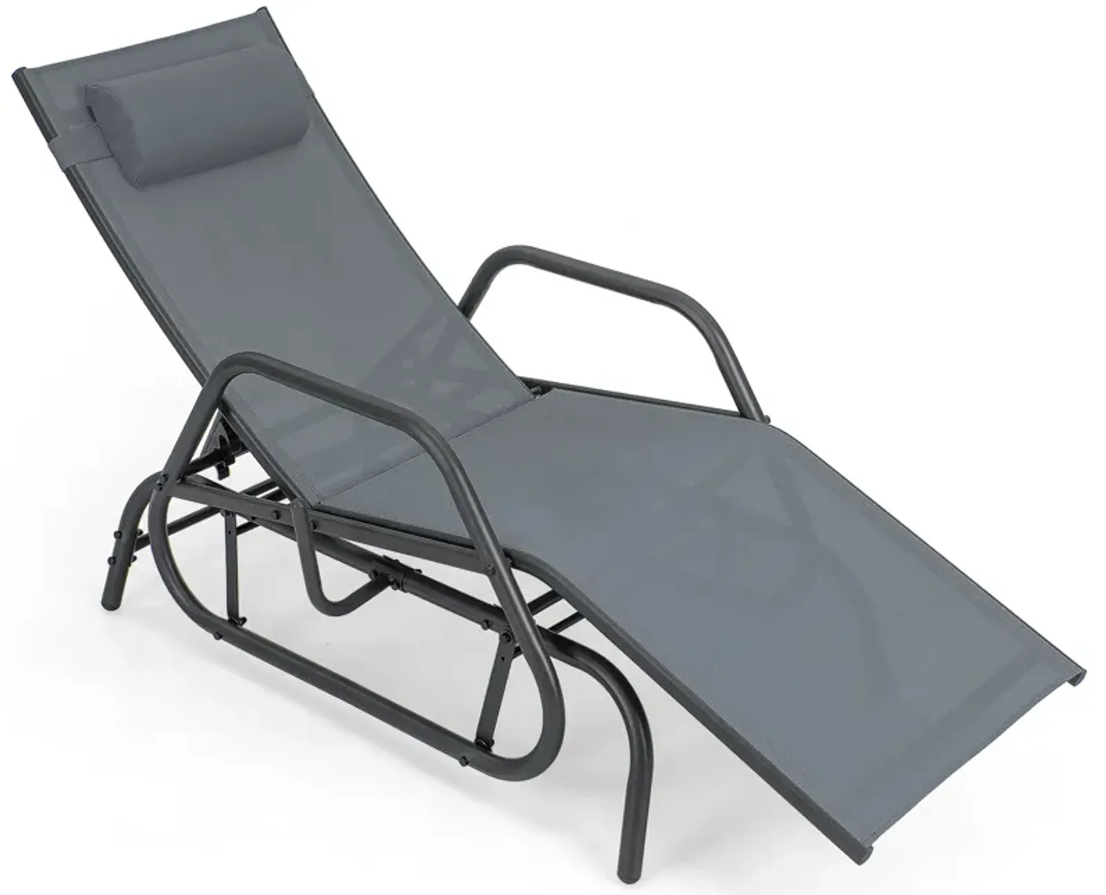 Outdoor Chaise Lounge Glider Chair with Armrests and Pillow