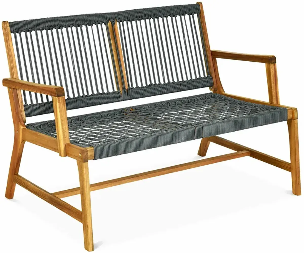 2-Person Acacia Wood Yard Bench for Balcony and Patio