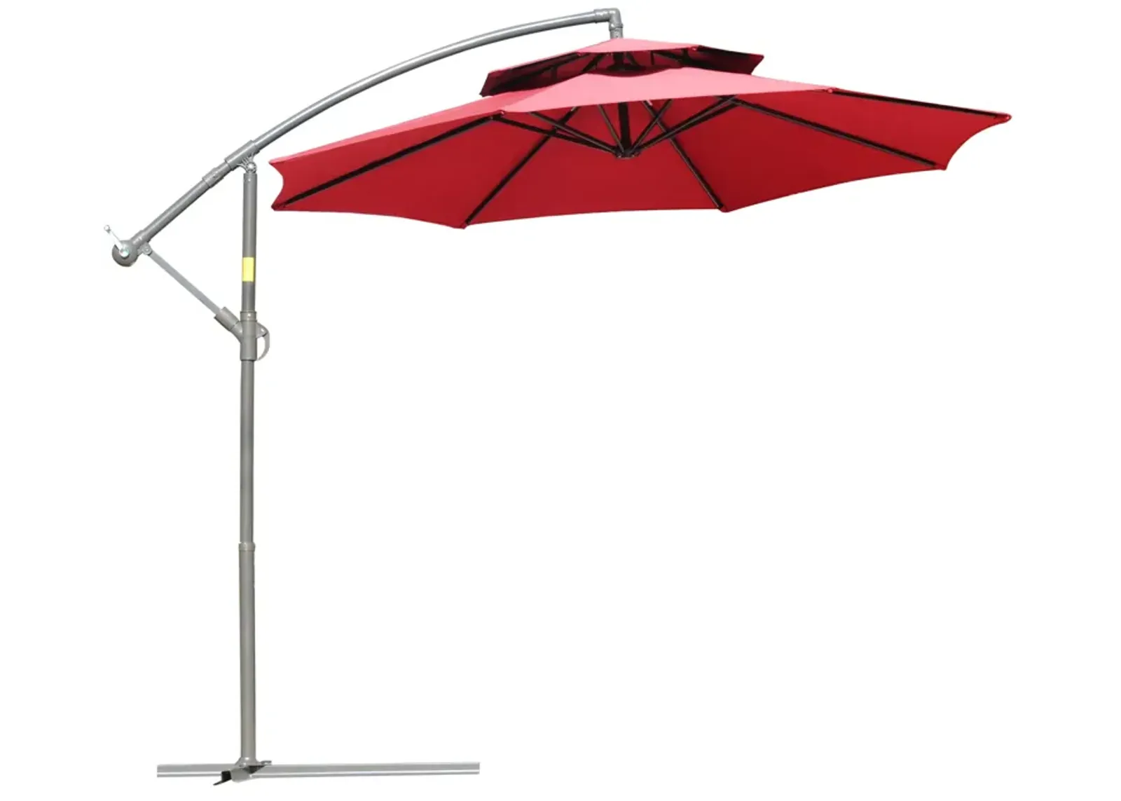 Red Patio Shade: 9FT Offset Umbrella with Crank Base