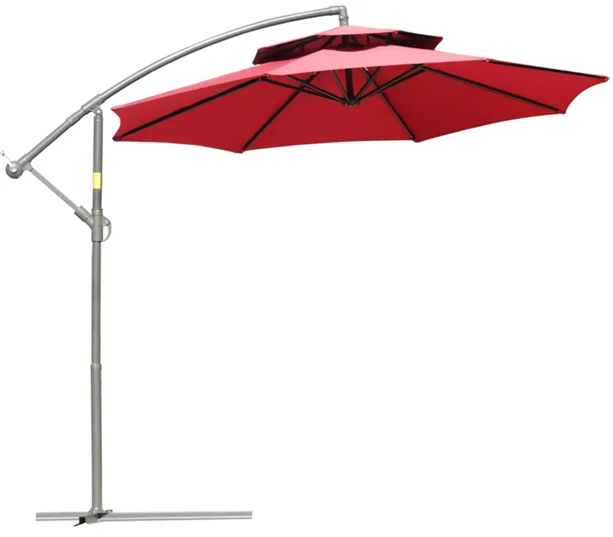 Red Patio Shade: 9FT Offset Umbrella with Crank Base