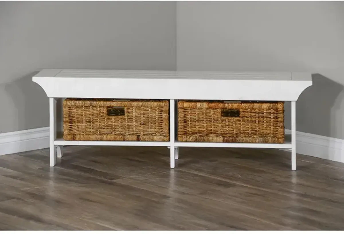 Sunny Designs 55W Bench with Woven Baskets