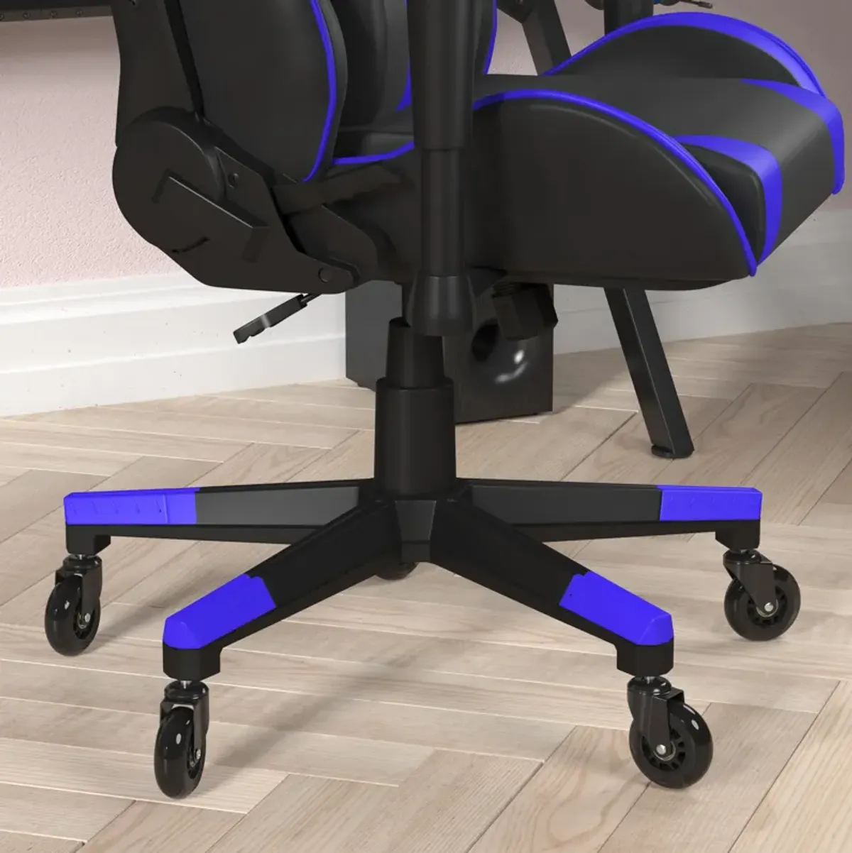 X20 Gaming Chair Racing Office Computer PC Adjustable Chair with Reclining Back and Transparent Roller Wheels in   LeatherSoft