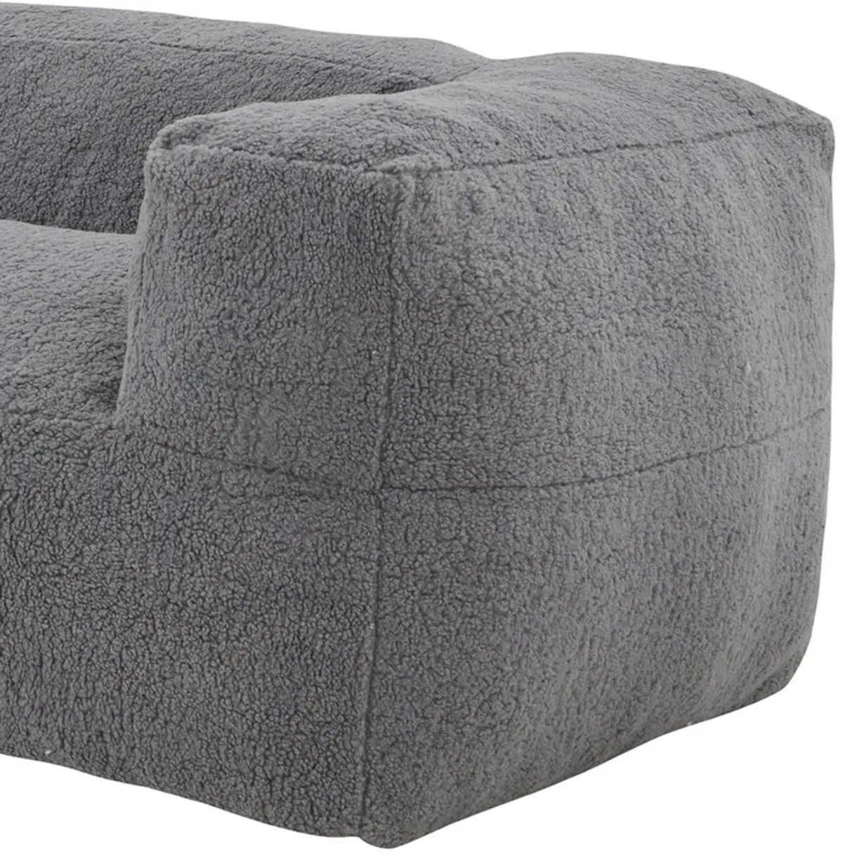 Bean Bag Sofa, Cushioned Polyester, Medium Memory Foam, Gray Finish - Benzara