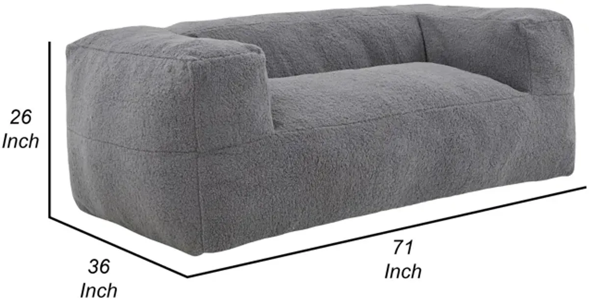 Bean Bag Sofa, Cushioned Polyester, Medium Memory Foam, Gray Finish - Benzara