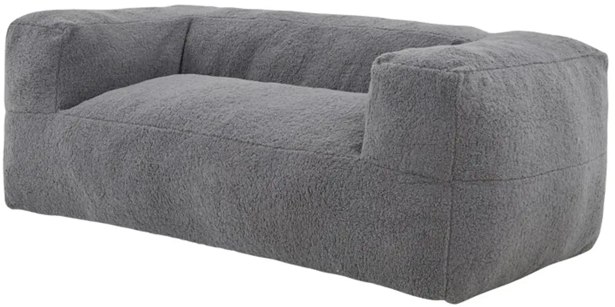 Bean Bag Sofa, Cushioned Polyester, Medium Memory Foam, Gray Finish - Benzara