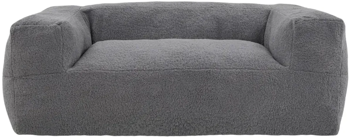 Bean Bag Sofa, Cushioned Polyester, Medium Memory Foam, Gray Finish - Benzara