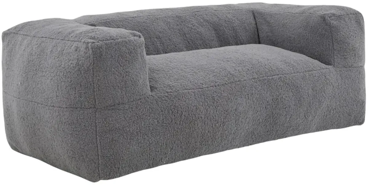 Bean Bag Sofa, Cushioned Polyester, Medium Memory Foam, Gray Finish - Benzara