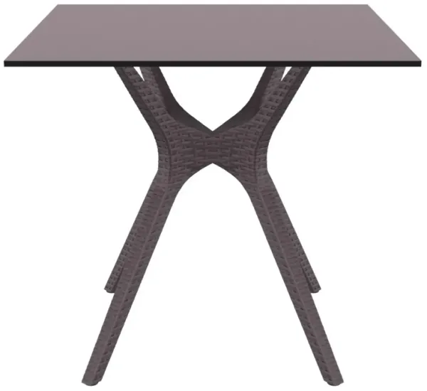 31.5" Brown Solid Square Patio Dining Table