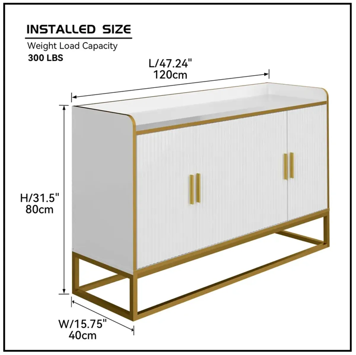 Modern Kitchen Buffet Storage Cabinet Cupboard Gloss Finish Metal Legs Ideal for Living Room And Kitchen