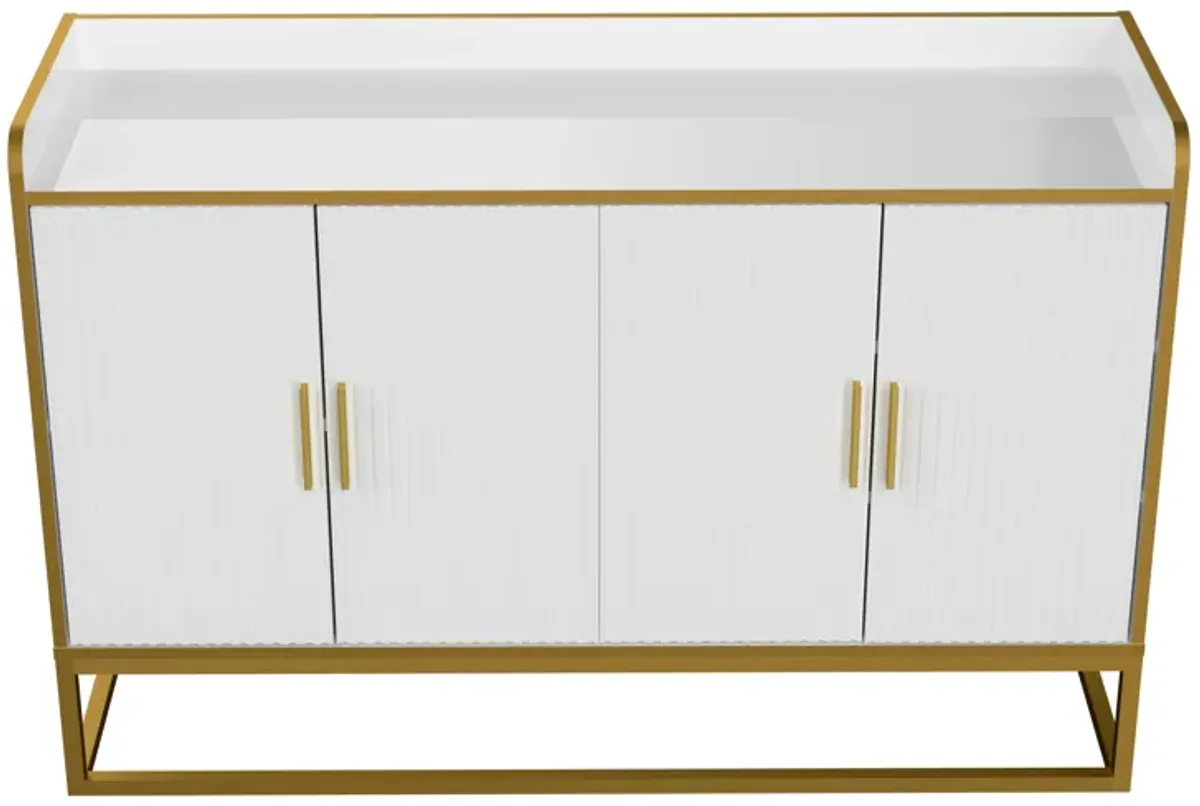 Modern Kitchen Buffet Storage Cabinet Cupboard Gloss Finish Metal Legs Ideal for Living Room And Kitchen