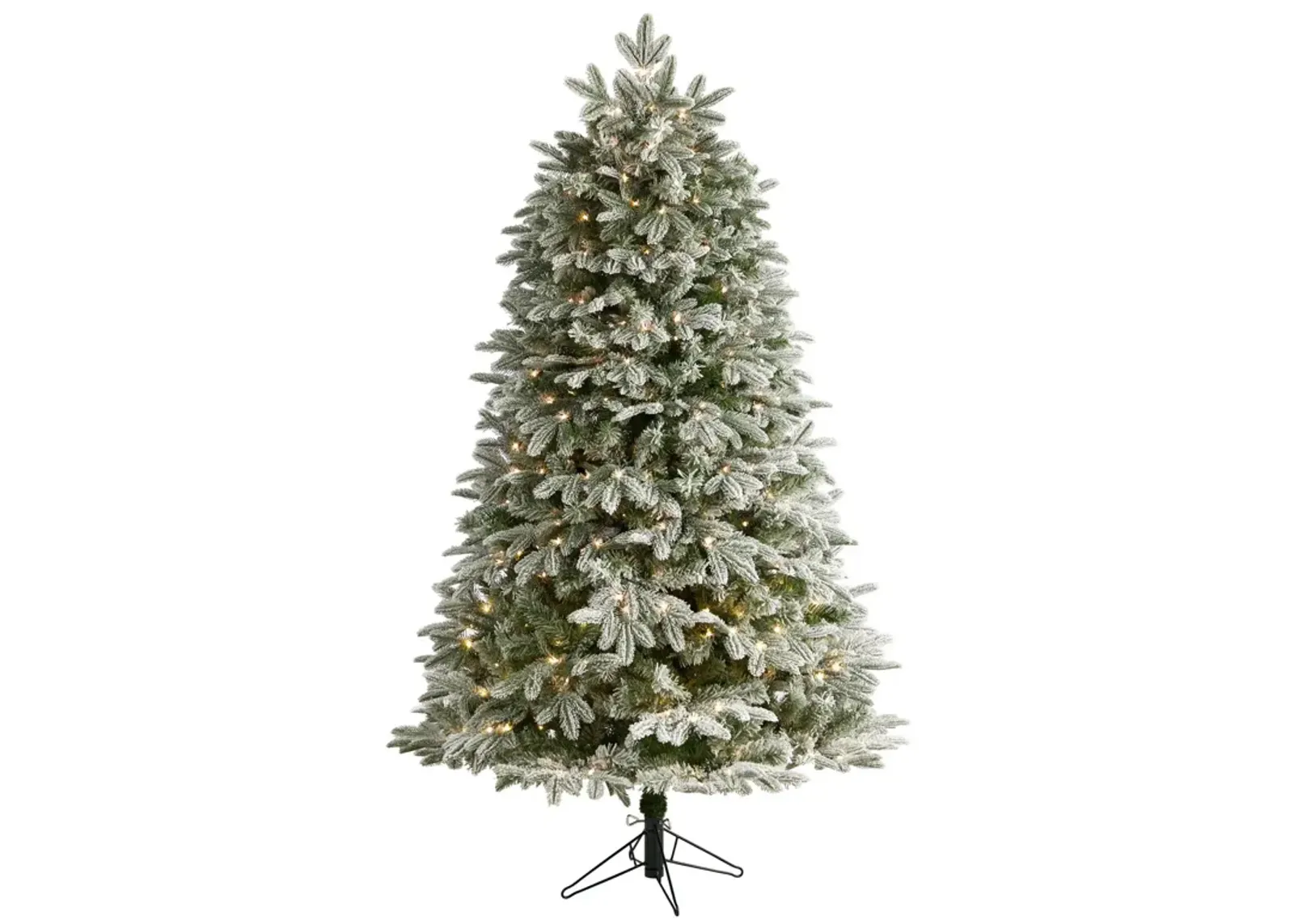 Nearly Natural 6-ft Flocked Colorado Mountain Fir Artificial Christmas Tree with 500 Warm White Microdot (Multifunction) LED Lights with Instant Connect Technology and 881 Bendable Branches