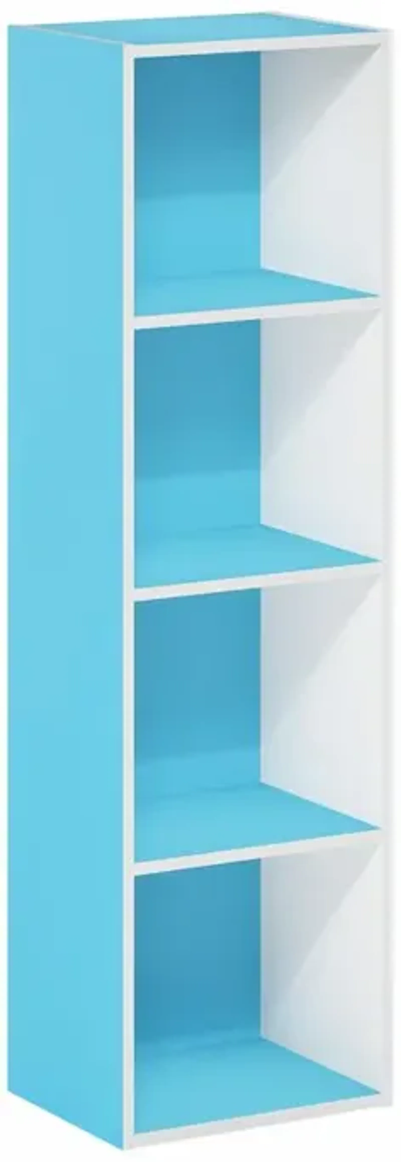 Furinno Pasir 4-Tier Open Shelf Bookcase, Light Blue/White