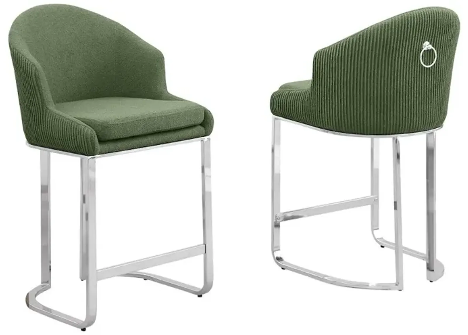 Best Quality Furniture Green With Silver Barstool. Set Of Two