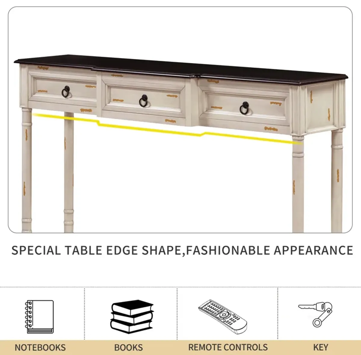 Merax Chic Console Table with Drawers for Entryway