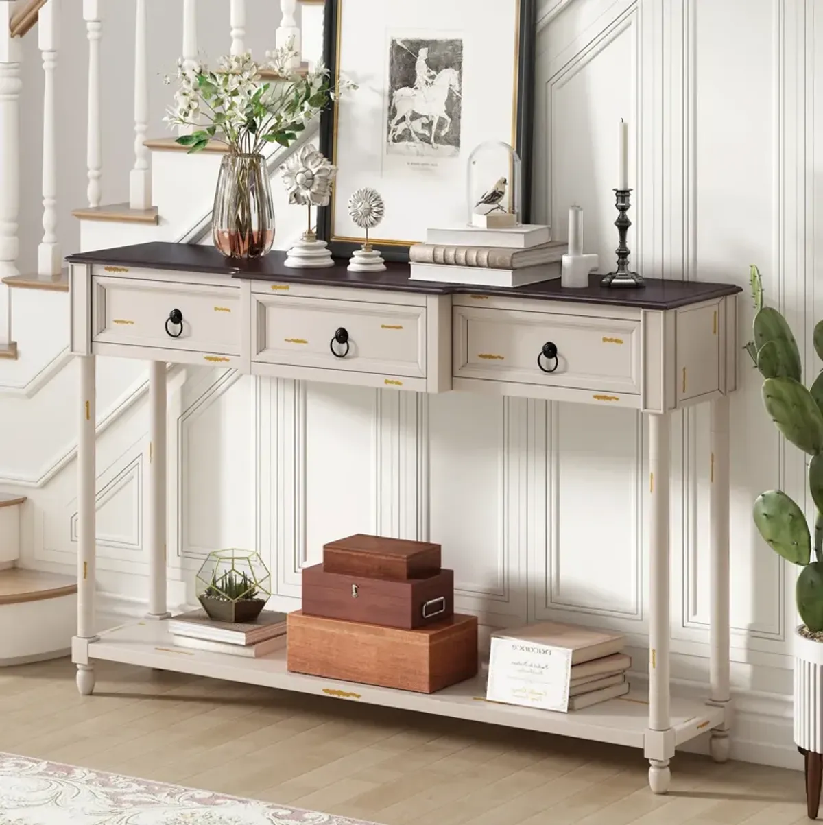 Merax Chic Console Table with Drawers for Entryway