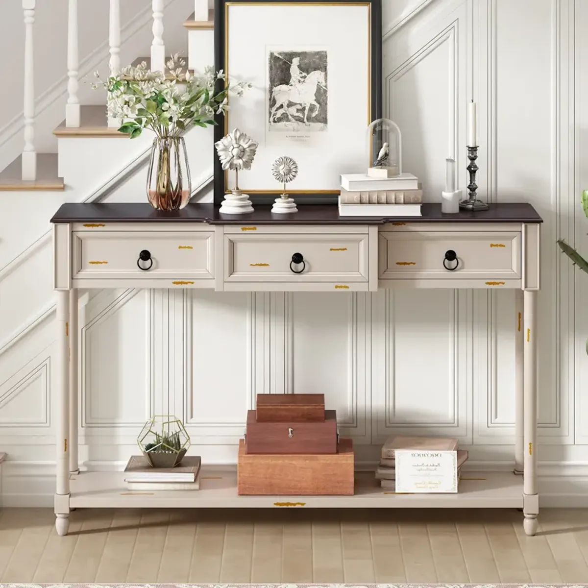 Merax Chic Console Table with Drawers for Entryway