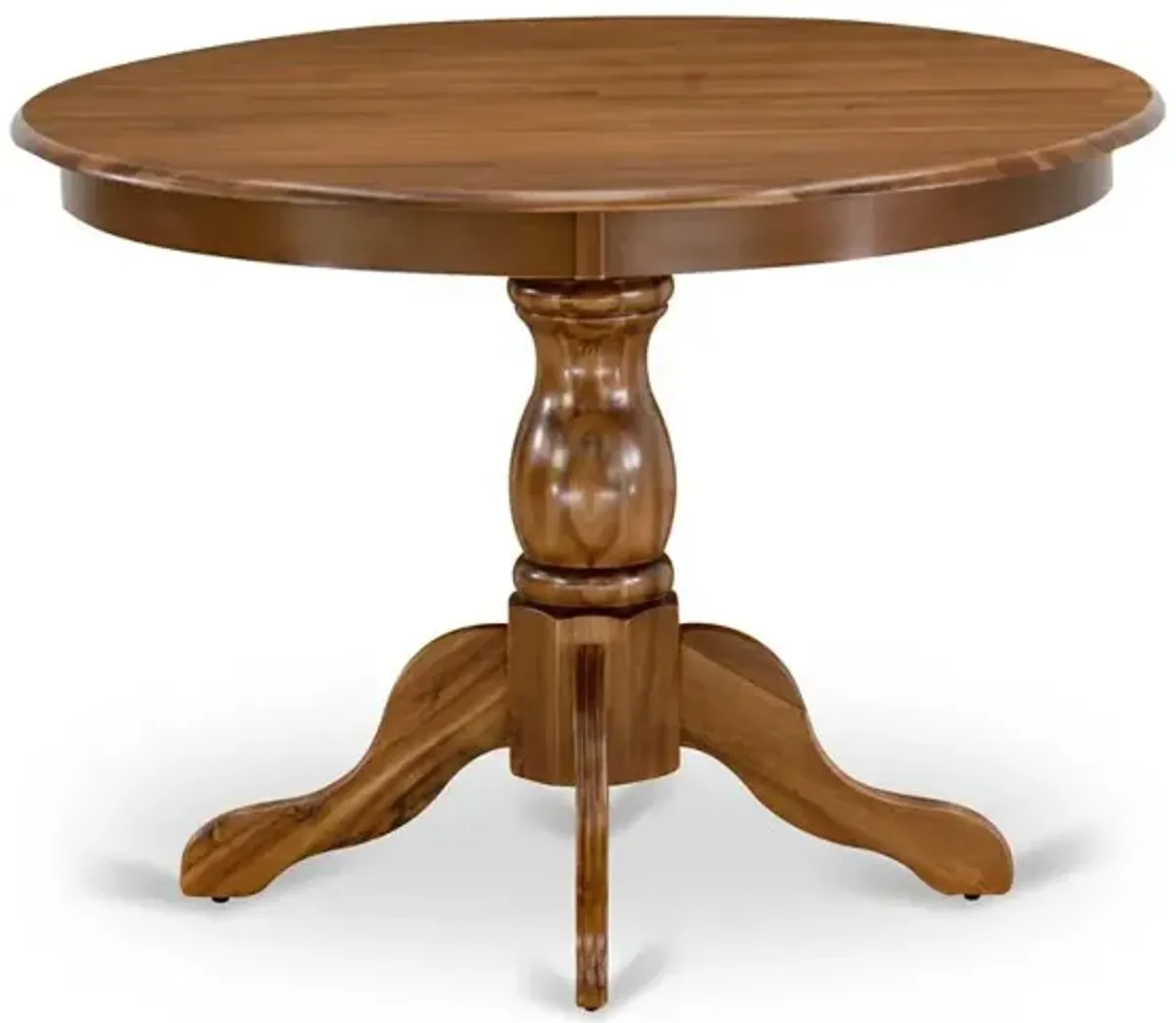 East West Furniture HBT-AWA-TP East West Furniture Amazing Dining Room Table with Acacia Walnut Color Table Top Surface and Asian Wood Modern Dining Table Pedestal Legs - Acacia Walnut Finish