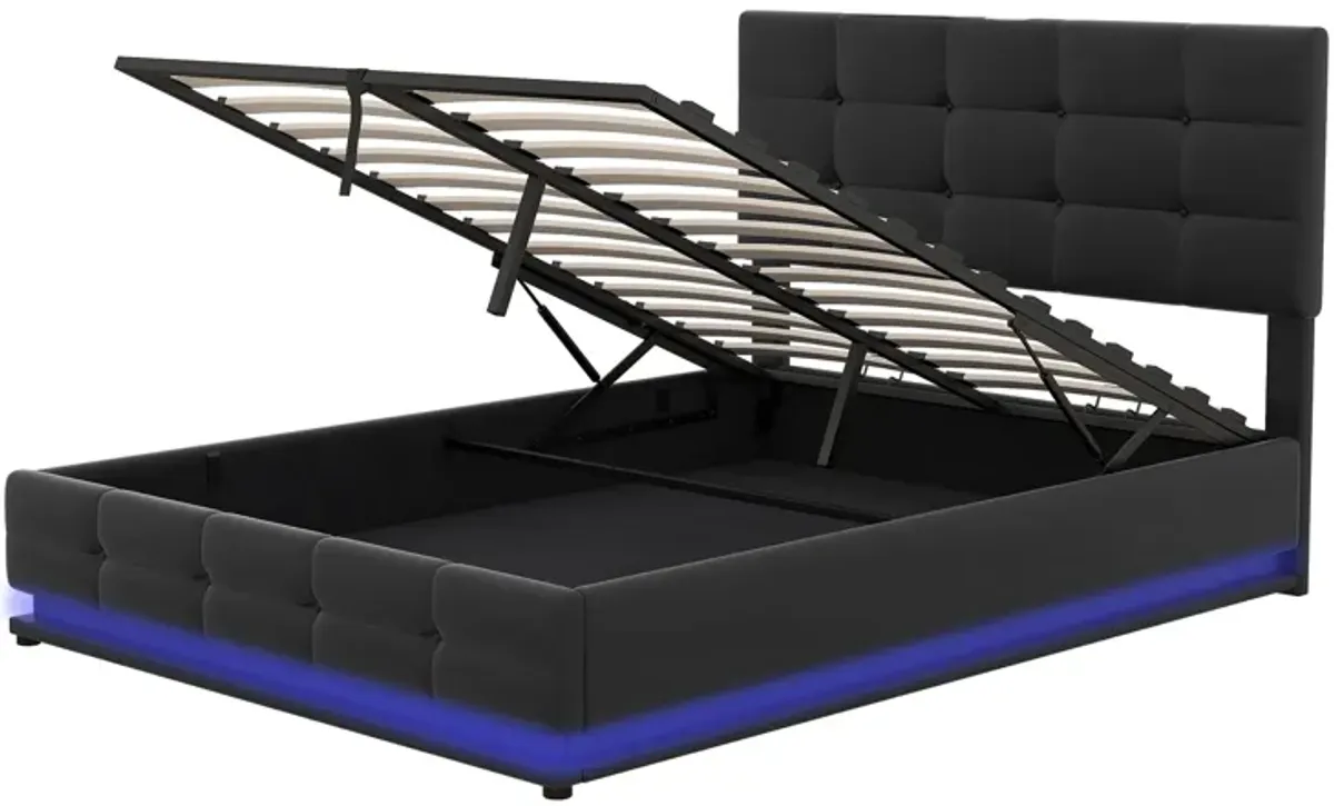 Merax Tufted Upholstered Platform Bed with Hydraulic Storage System