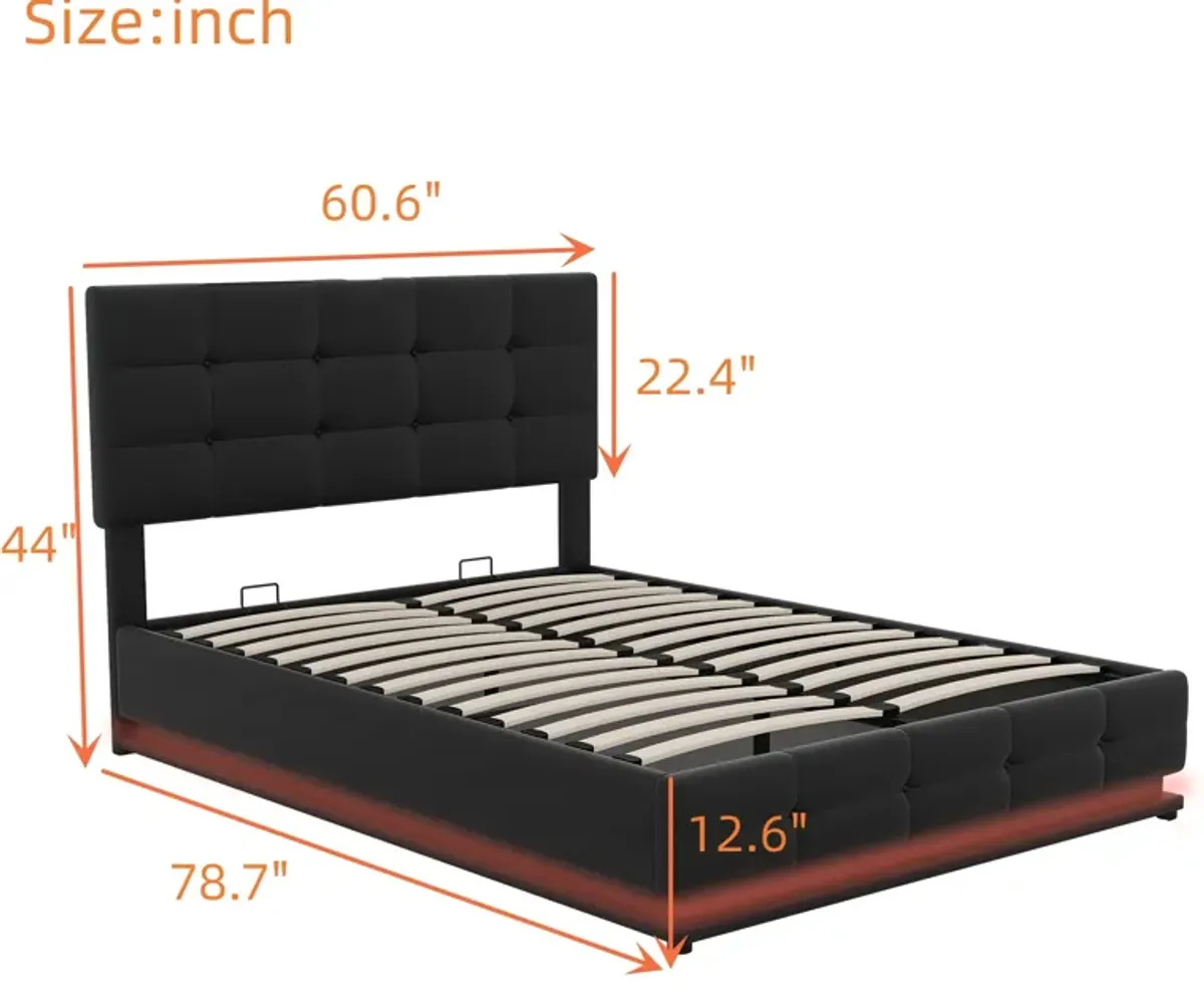 Merax Tufted Upholstered Platform Bed with Hydraulic Storage System