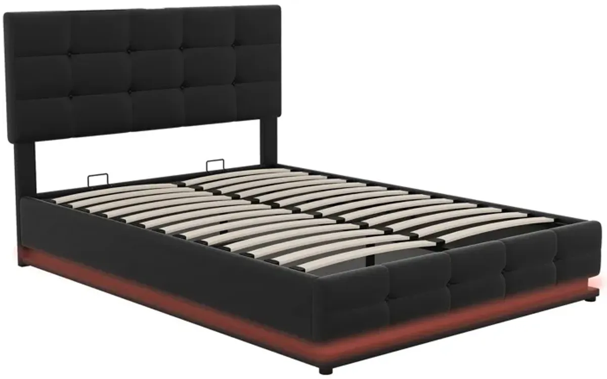 Merax Tufted Upholstered Platform Bed with Hydraulic Storage System