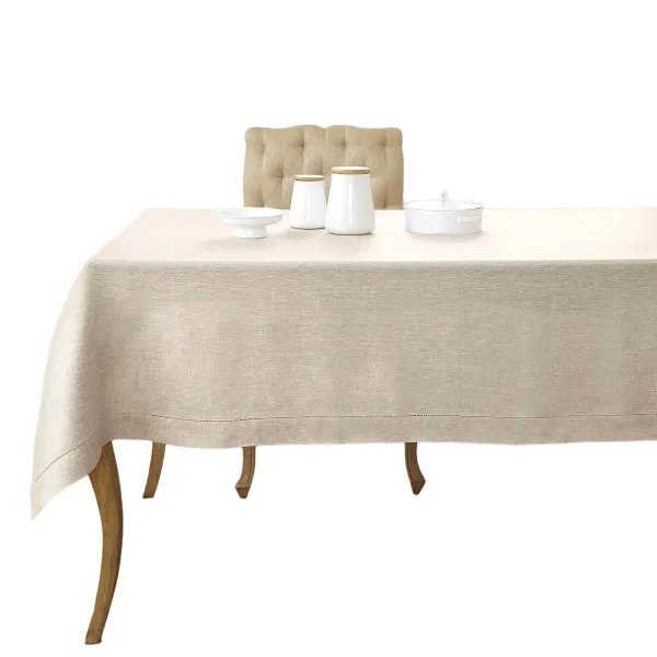 Solino Home 100% Pure Linen Tablecloth - Classic Hemstitch
