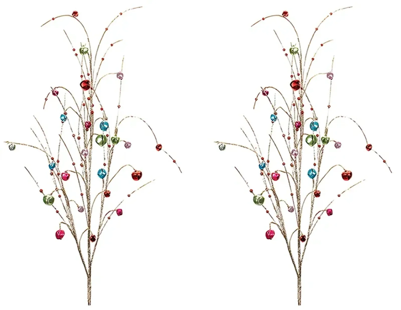 Jingle Bell Spray Set of 2 – Iron Holiday Decor for Christmas Home, Table, and Mantel