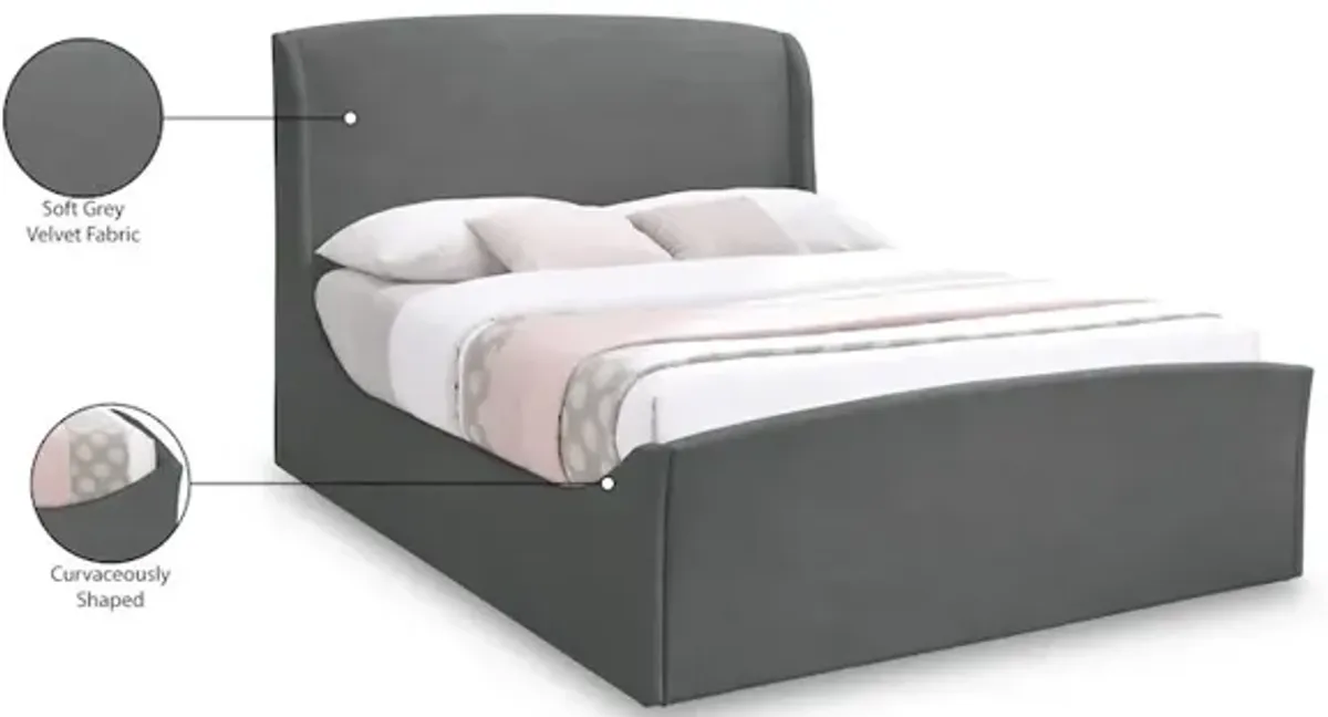 Meridian Furniture Tess Grey Velvet King Bed