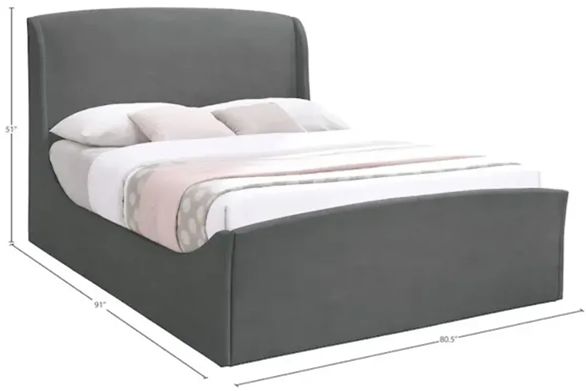 Meridian Furniture Tess Grey Velvet King Bed