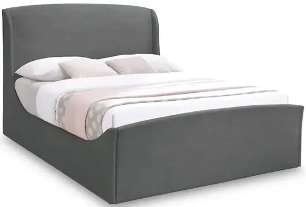 Meridian Furniture Tess Grey Velvet King Bed