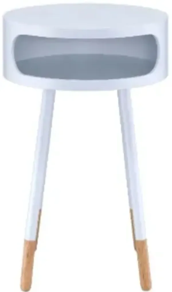 Hivvago Bentwood White Retro Round Wooden End Table