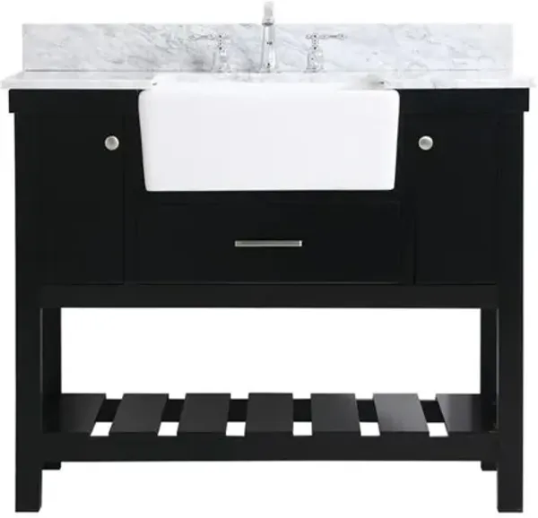 Elegant Kitchen and Bath 42 inch Single bathroom vanity in black with backsplash