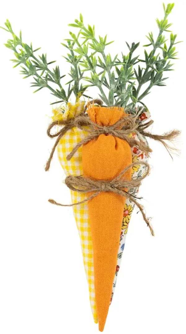 Fabric Carrot Easter Decorations - 9" - Orange and Yellow - Set of 3