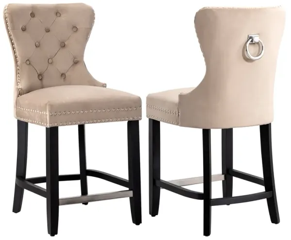 WestinTrends 24" Tufted Velvet Counter Stool (Set of 2)