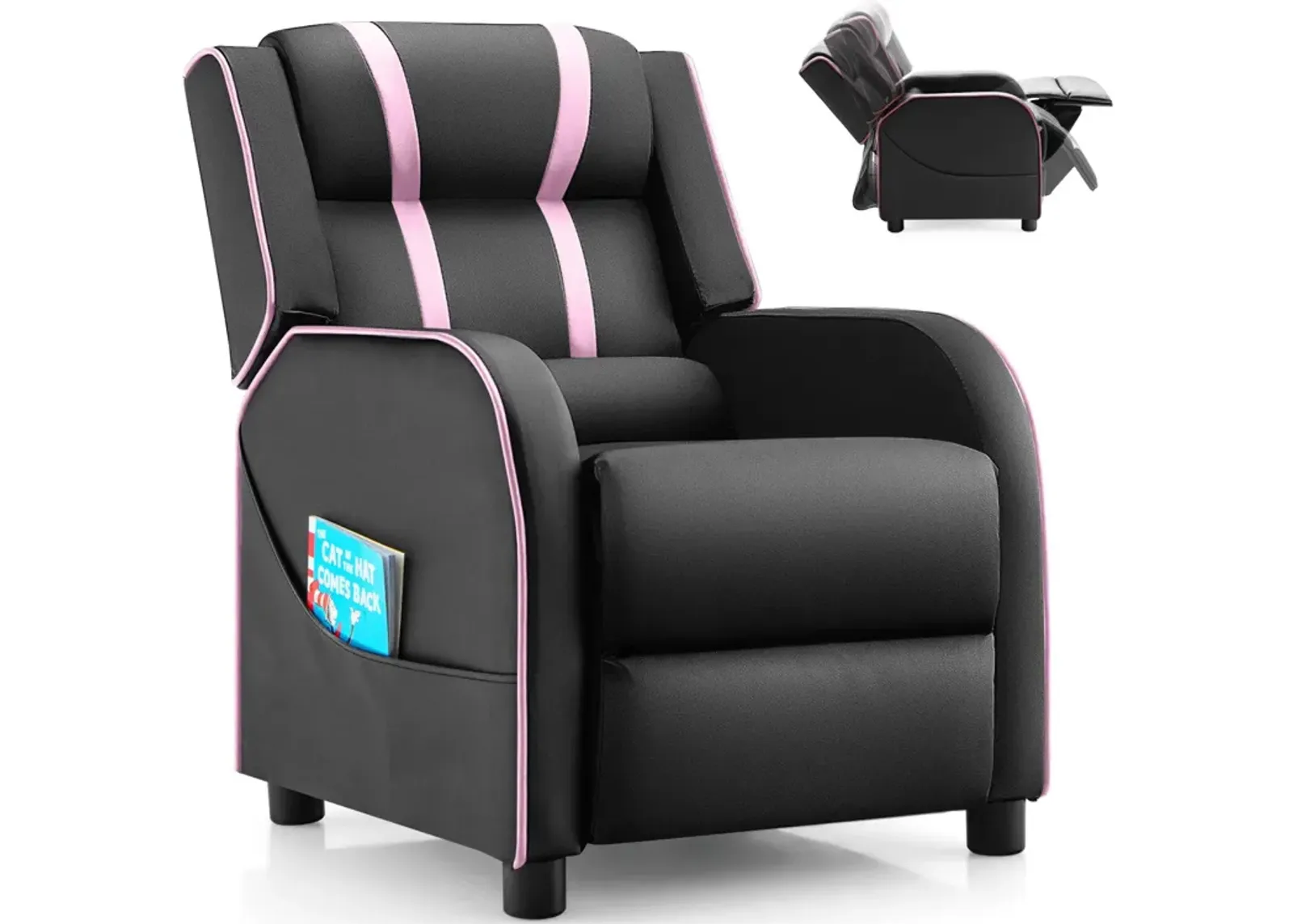 Comfortable Kids Recliner Chair with Side Pockets and Adjustable Footrest for Playtime and Relaxation