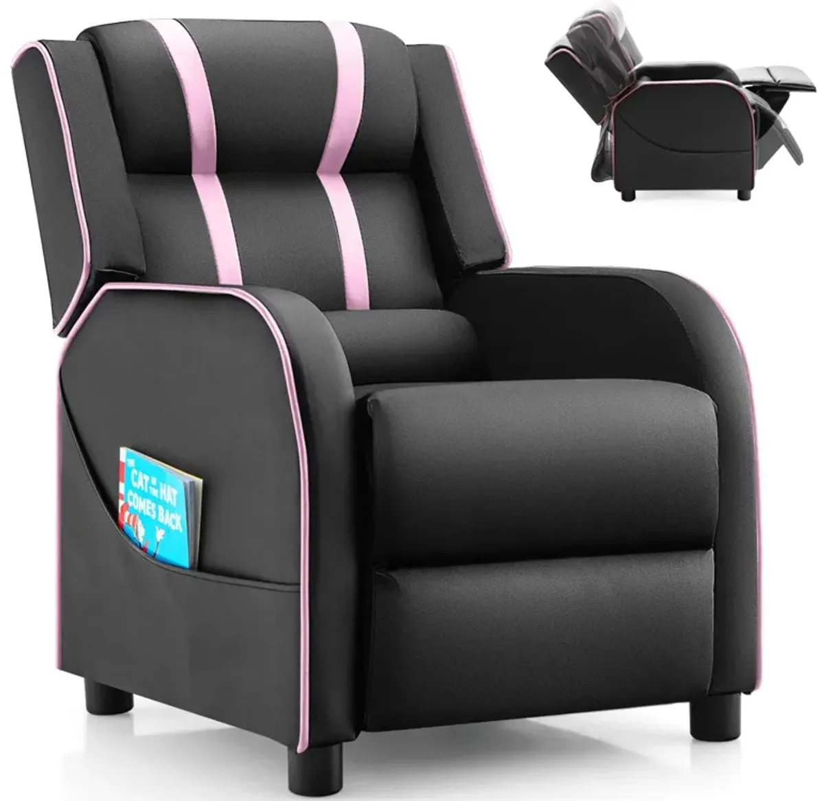 Comfortable Kids Recliner Chair with Side Pockets and Adjustable Footrest for Playtime and Relaxation