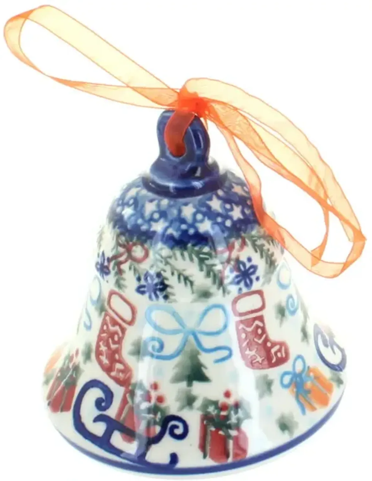 Blue Rose Polish Pottery Winter Celebration Large Bell