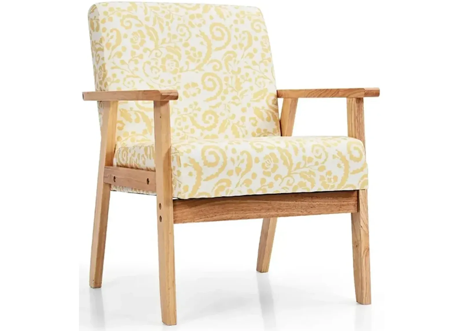 Modern Accent Armchair Fabric Lounge Chair with Rubber Wood Leg