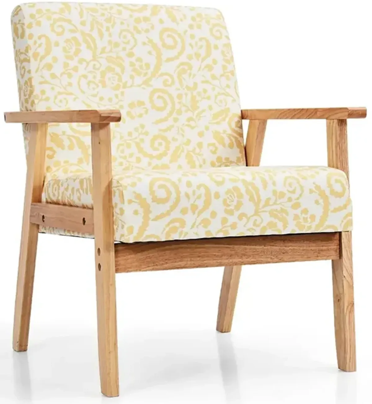 Modern Accent Armchair Fabric Lounge Chair with Rubber Wood Leg