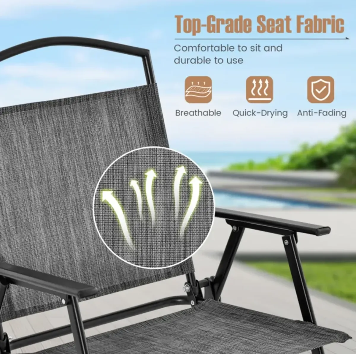 Mondawe 5-Piece Patio Dining Set,With 4 Foldable Chairs & Tempered Glass Table, Umbrella Hole
