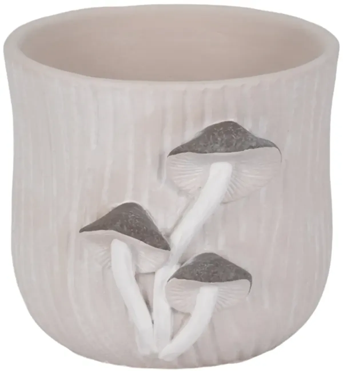 8" Gry Mushroom Appliq Planter